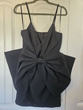 AKIRA Black Bow-Front Mini Dress with Spaghetti Straps Size Medium